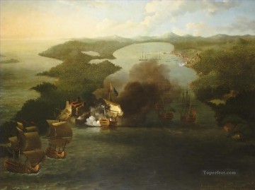 samuel ampzing Painting - Samuel Scott 2 Naval Battles